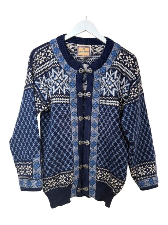 Dale of Norway Sweaters - Dale of Norway Wool Cardigan Nordic Sweater Blue Fair Isle Toggle Clasp S